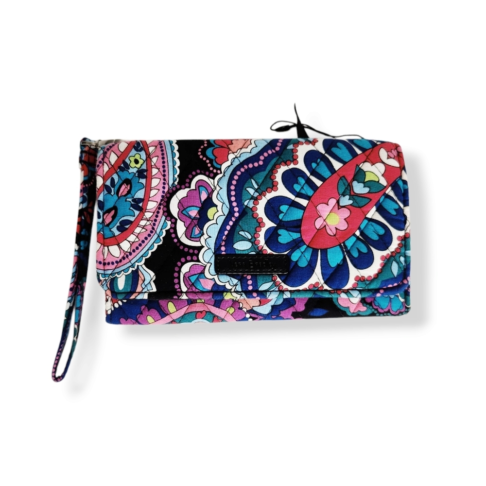 Vera Bradley Rfid Tech Smartphone Wristlet Tri-Fold Wallet Haymarket Paisley